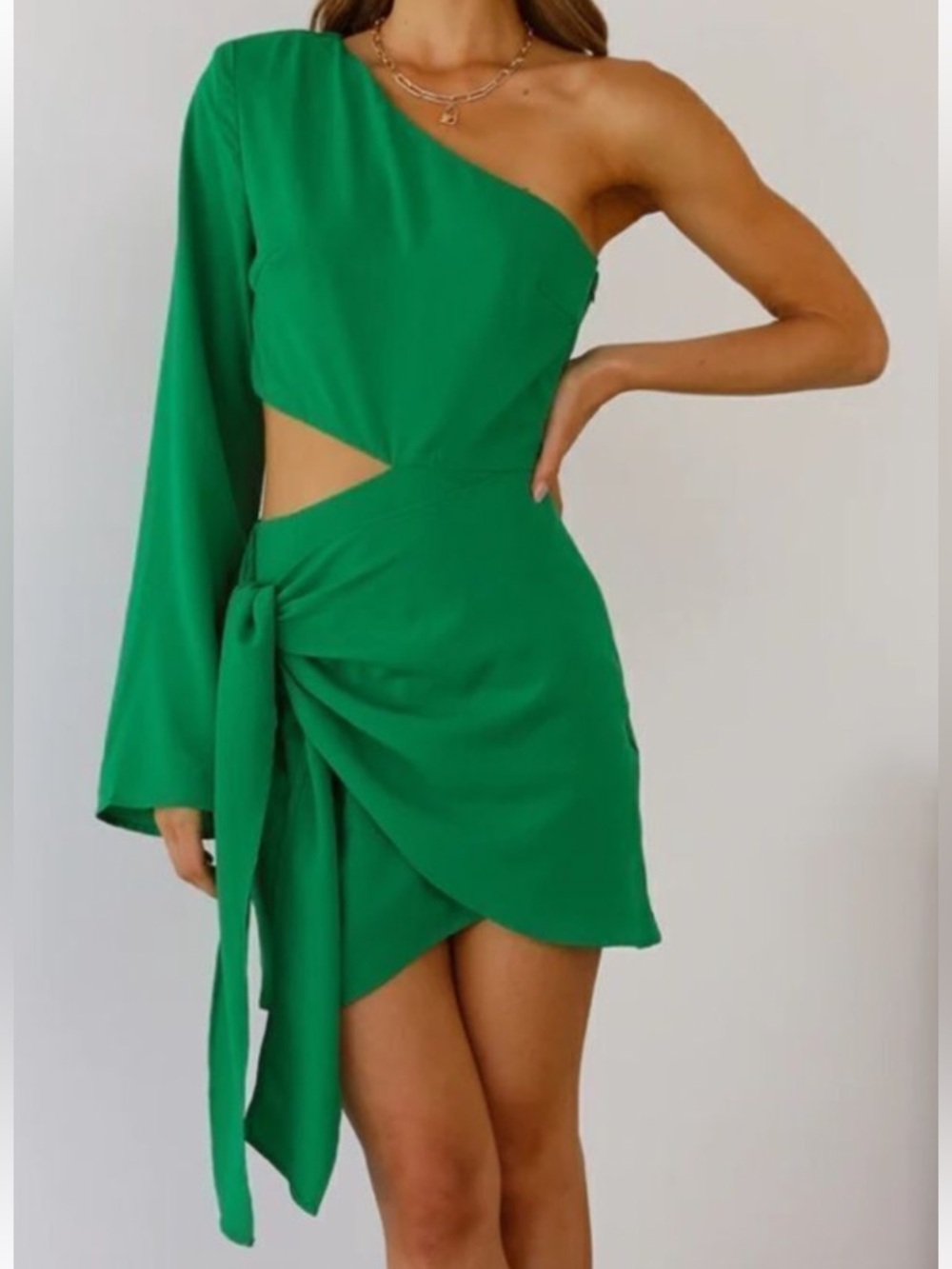 RNWY Emerald Green One-Shoulder Dress Size: Small/4